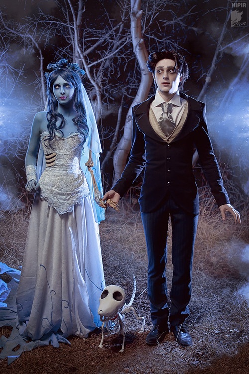 Corpse Bride and Groom (And Dog!)